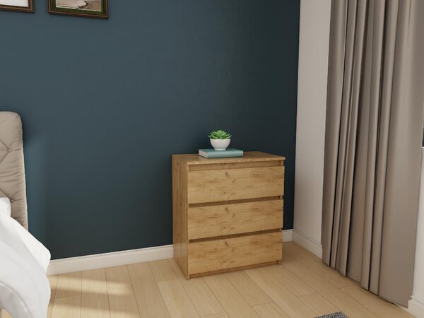 Komoda - 3 zásuvky - 70 cm - Dub Craft Gold - Moderní příborník - Vysoká kvalita