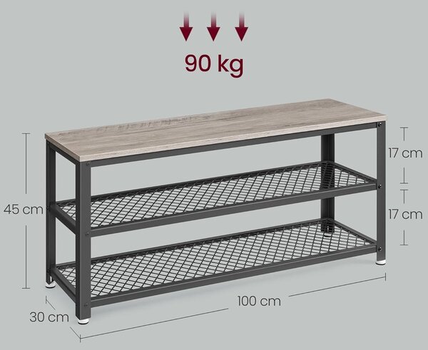 SONGMICS Botník VASAGLE Leggy 100 cm černý/šedý