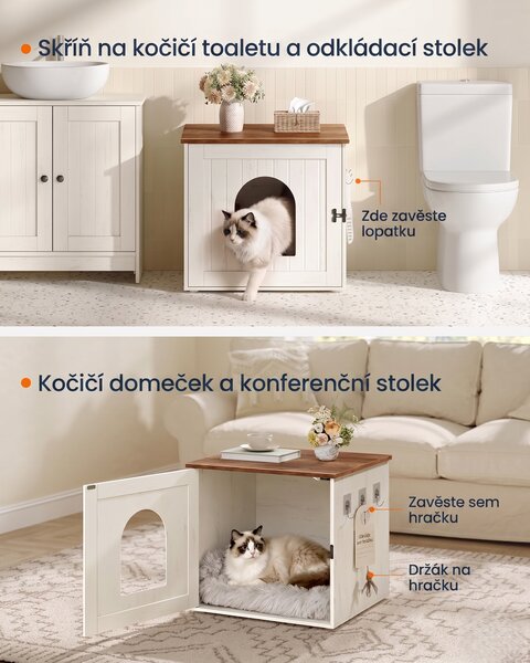 SONGMICS Kočičí toaleta Enclo bílá/hnědá