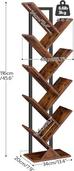 Knihovna Vasagle Mergo 116 cm hnědá