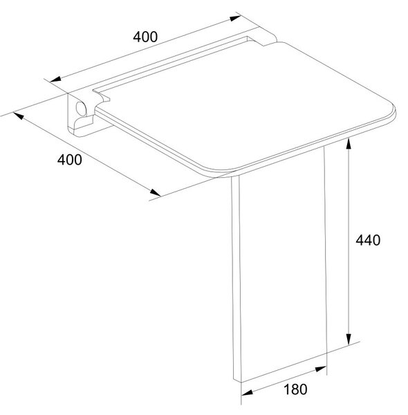 Mereo, Mereo Sedátko do sprchy s podpůrnou nohou, duroplast, bílé, MER-CSS121P