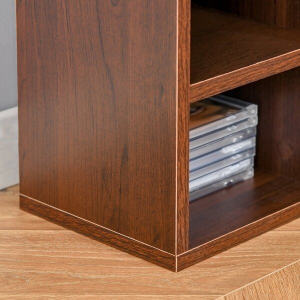 HOMCOM Stojan na CD a DVD, sloupcová police, úložná jednotka s 12 přihrádkami, max. kapacita 204 CD, 21 x 20 x 175 cm, hnědá | Aosom