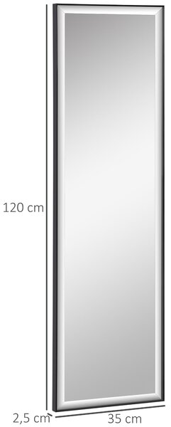 HOMCOM Nástěnné Zrcadlo 120L x 35W cm - Nátěr proti rozbití, Dodávaný instalační systém - Rám z černé hliníkové slitiny | Aosom