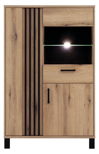 Vitrína Neo NE4 (dub evoke + černá matná)