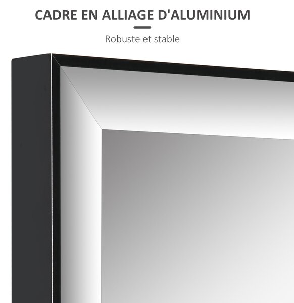 HOMCOM Nástěnné Zrcadlo 120L x 35W cm - Nátěr proti rozbití, Dodávaný instalační systém - Rám z černé hliníkové slitiny | Aosom