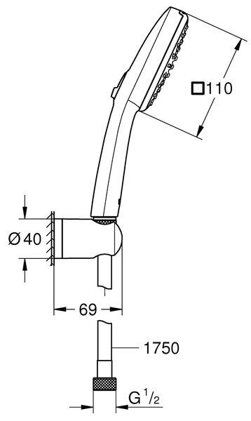 Grohe Vitalio Comfort sprchová sada na stěnu černá 263992431