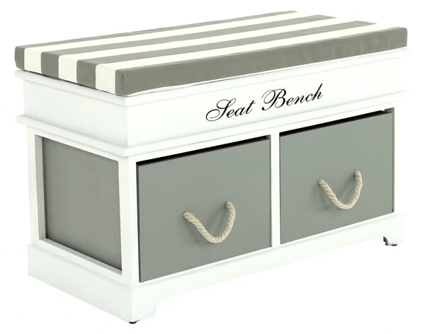 Lavice s polštářem, bílá / šedá, SEAT BENCH 2 NEW HX12-284