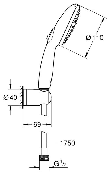 Grohe Vitalio Start sprchová sada na stěnu černá 279502431