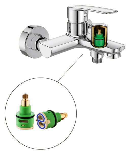 Mereo, Mereo Vanová nástěnná baterie, Pego, 150 mm, s keramickým přepínačem, bez příslušenství, chrom, MER-CB90104P