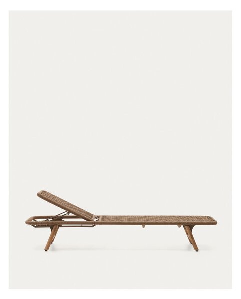 Hnědé dřevěné/kovové zahradní lehátko Dandara – Kave Home