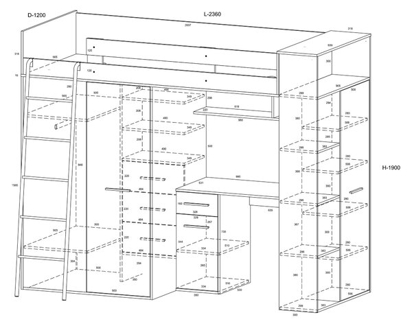 Patrová postel 90 cm Vivian (L) (s roštem) (dub craft zlatý + žlutá)