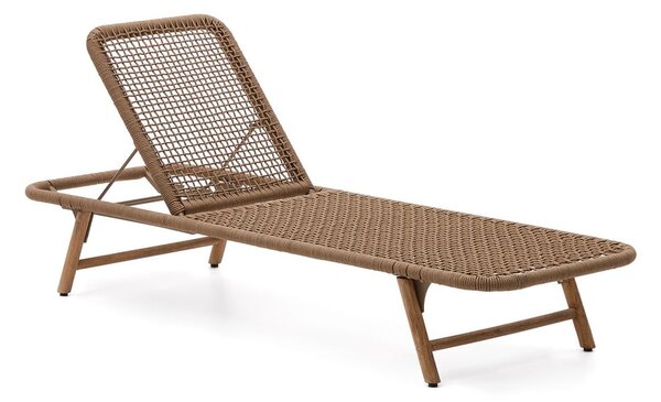 Hnědé dřevěné/kovové zahradní lehátko Dandara – Kave Home