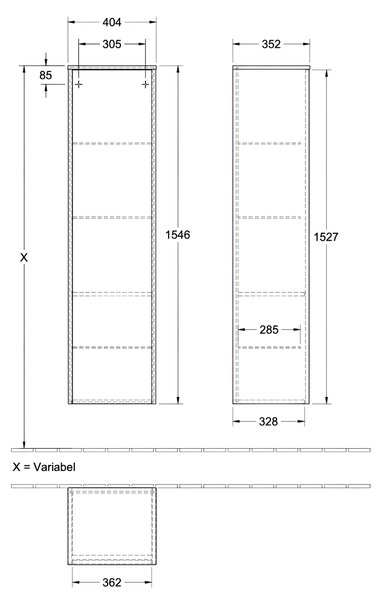 Villeroy & Boch Finero skříňka 40x35x155 cm boční závěsná bílá C53200DH