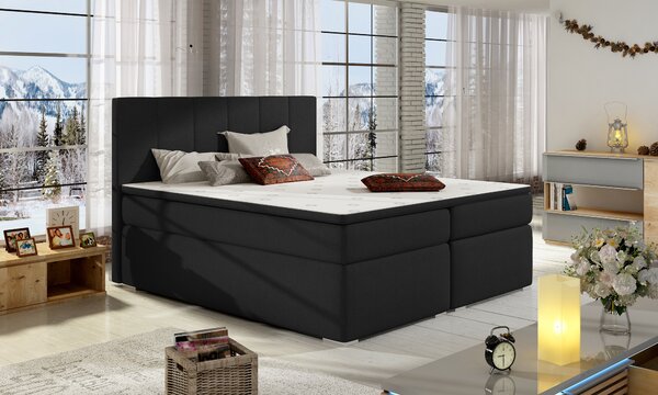 Kontinentální postel Boxspring MARIO černá 160x200cm