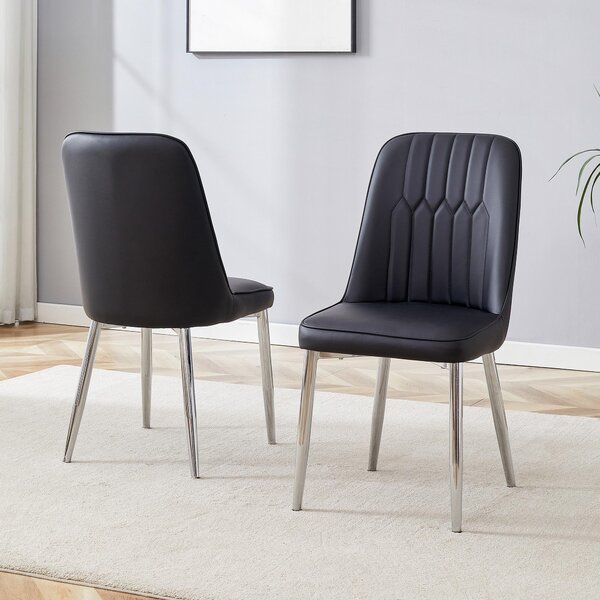 Sada dvou jídelních židlí, umělá kůže, minimalistický design, rozšířené sedadlo, kovové nohy