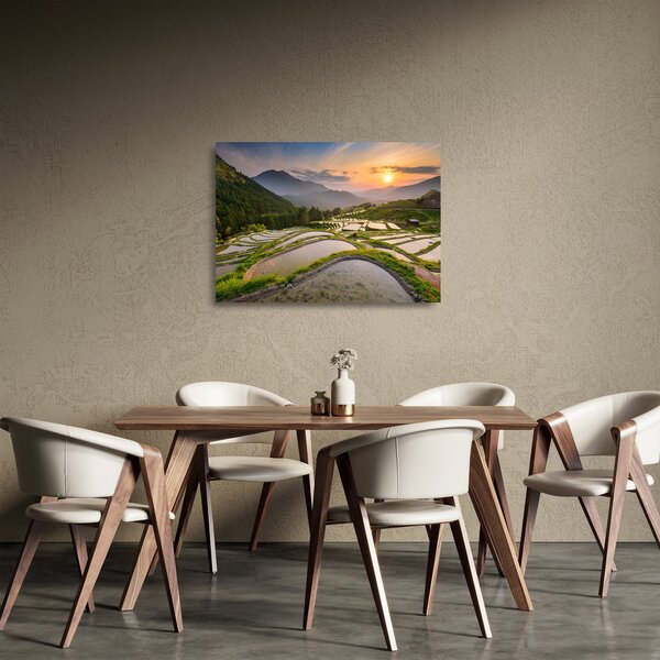 Skleněný obraz - Rýžové terasy (70x50 cm)
