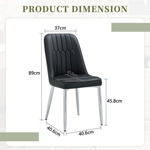 Sada dvou jídelních židlí, umělá kůže, minimalistický design, rozšířené sedadlo, kovové nohy