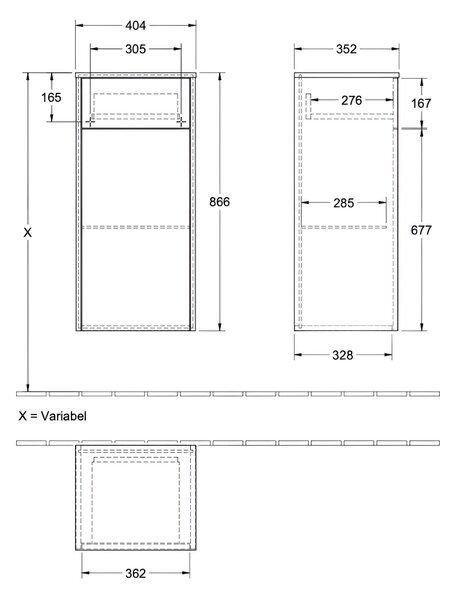 Villeroy & Boch Finero skříňka 40x35x86.6 cm boční závěsná bílá C53101DH