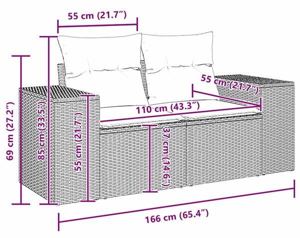 Sada zahradních pohovek 8 ks Béžová polyratan 3362001