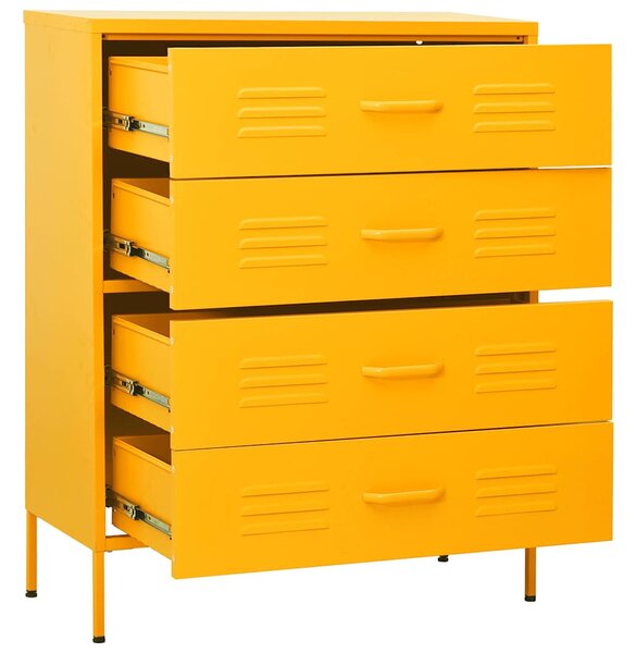 Komoda se zásuvkami hořčicově žlutá 80 x 35 x 101,5 cm ocel 336200