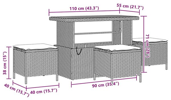Sada zahradních pohovek 9 ks Béžová polyratan 3362012