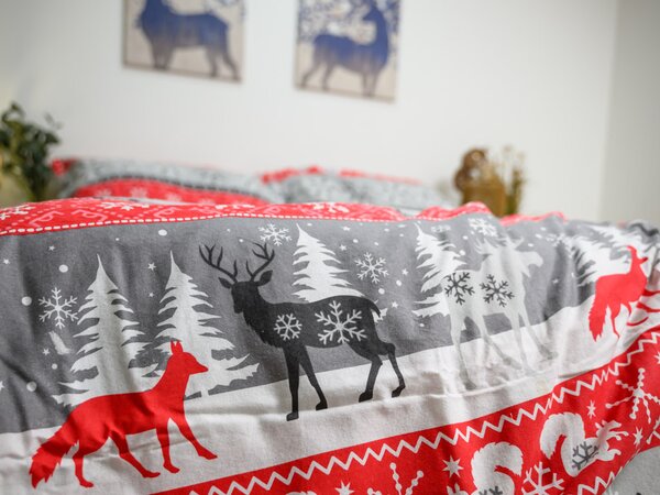 Flanelové povlečení SNOWY FOREST šedé Rozměr povlečení: 2 ks 70 x 90 cm | 200 x 220 cm