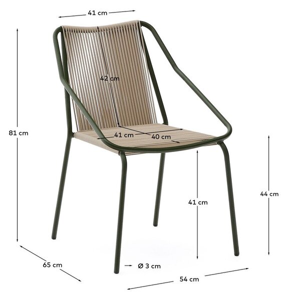 Tmavě zelená/béžová kovová zahradní židle Zivia – Kave Home