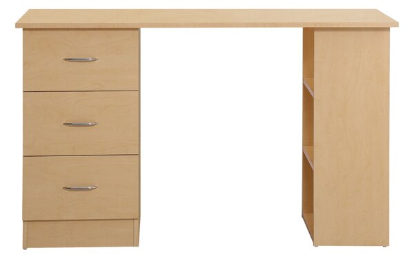 HOMCOM Stůl s úložným prostorem, Počítačový stůl 120 x 50 cm, Stůl s policemi a šuplíky, pro malé prostory, Ložnice, Světle dřevěný vzhled | Aosom