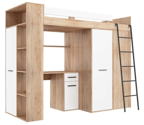 Patrová postel 90 cm Vivian (P) (s roštem) (dub sonoma + bílá)