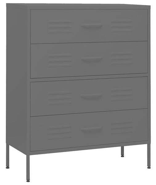 Komoda se zásuvkami antracitová 80 x 35 x 101,5 cm ocel 336204