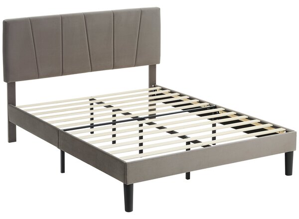 HOMCOM Dvoulůžkový Rám Postele, 140 x 190 cm, Postel pro 2 osoby, Kovový Rám, Nastavitelný Čelní Panel, s Lamelovým Roštem, Úložný Prostor pod Postelí