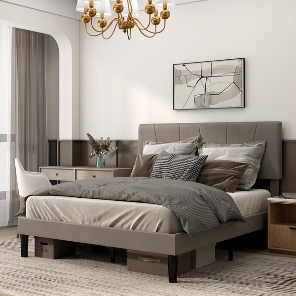 HOMCOM Dvoulůžkový Rám Postele, 140 x 190 cm, Postel pro 2 osoby, Kovový Rám, Nastavitelný Čelní Panel, s Lamelovým Roštem, Úložný Prostor pod Postelí