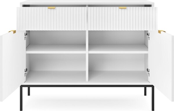 Komoda NANAIMO KSZ104 - bílá - zlaté úchyty - 2 zásuvky - šířka 104 cm, výška 83 cm, hloubka 39 cm