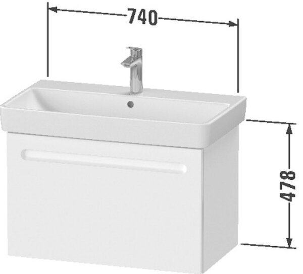 Duravit No. 1 skříňka 74x42.6x47.8 cm pod umyvadlo závěsná grafitová N14283049490000