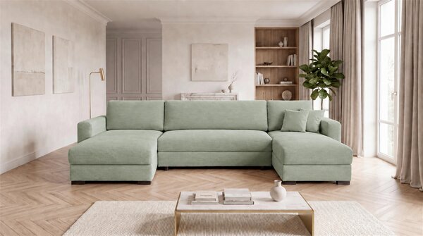 SEDACÍ SOUPRAVA, dřevo, textil, kompozitní dřevo, mátově zelená MID.YOU - Rozkládací sedačky, Online Only