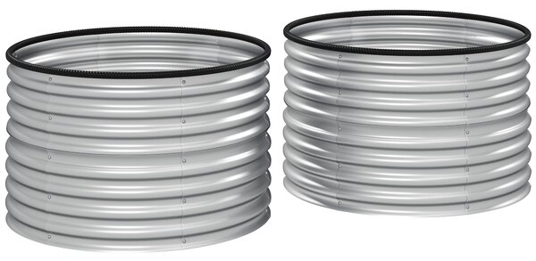 Outsunny Sada 2 vyvýšených květináčů, Elevated Round Planter Kit s otevřeným dnem, gumovými spoilery a pozinkovanou ocelí | Aosom