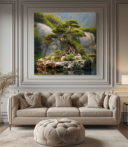 Obraz na plátně - Strom života Ostrovní Bonsai FeelHappy.cz Velikost obrazu: 60 x 60 cm