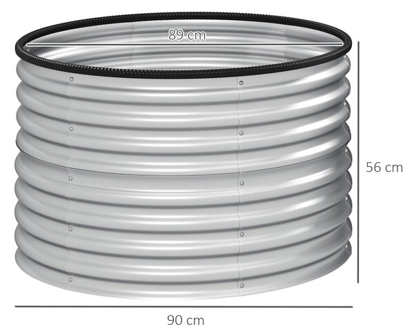 Outsunny Sada 2 vyvýšených květináčů, Elevated Round Planter Kit s otevřeným dnem, gumovými spoilery a pozinkovanou ocelí | Aosom