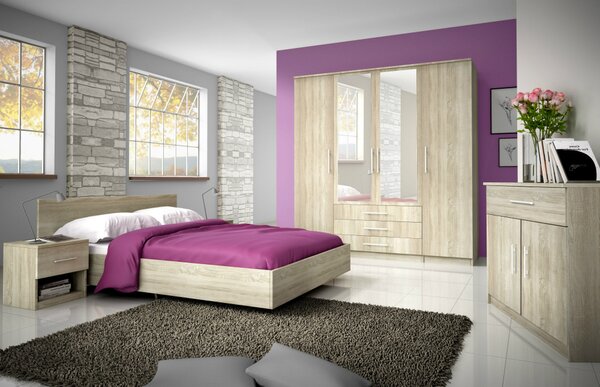 Postel ALESSIA 160x200cm dub sonoma – vnější rozměr 160 x 205 cm