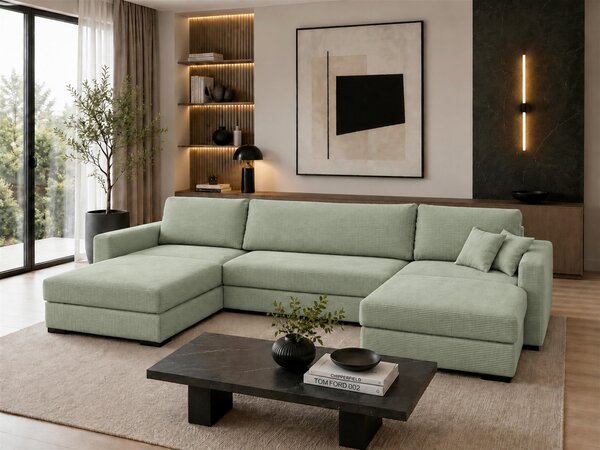 SEDACÍ SOUPRAVA, dřevo, textil, kompozitní dřevo, mátově zelená MID.YOU - Rozkládací sedačky, Online Only
