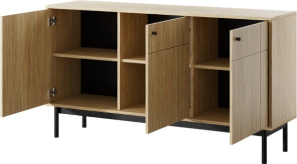 Komoda : Linea dub / černá, 153,5 x 39 x 83,5 cm