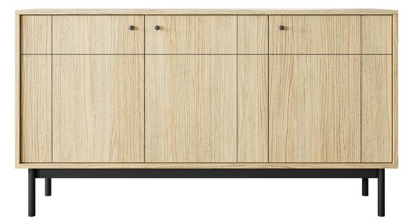 Komoda : Linea dub / černá, 153,5 x 39 x 83,5 cm