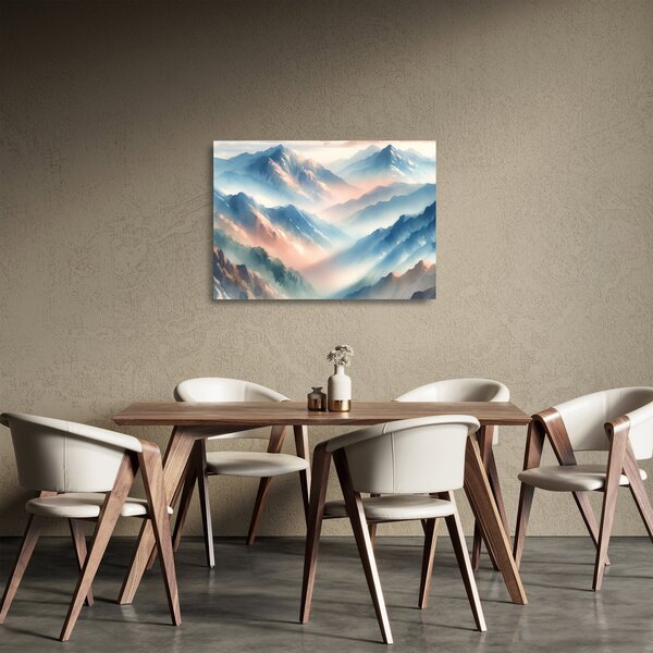 Skleněný obraz - Akvarelové hory (70x50 cm)