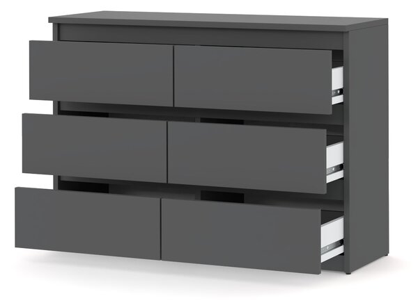 STIV Möbel | Komoda s 6 zásuvkami | Šedá Matná | 100 cm | moderní & bezúchytková | Ložnice & Obývák
