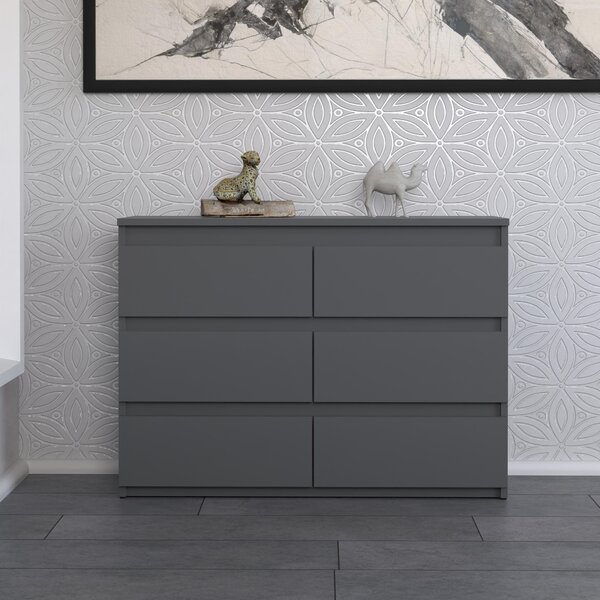 STIV Möbel | Komoda s 6 zásuvkami | Šedá Matná | 100 cm | moderní & bezúchytková | Ložnice & Obývák
