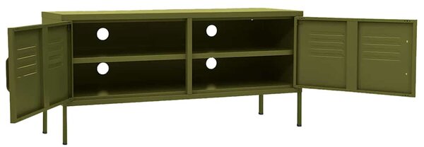 TV skříňka olivově zelená 105 x 35 x 50 cm ocel 336225