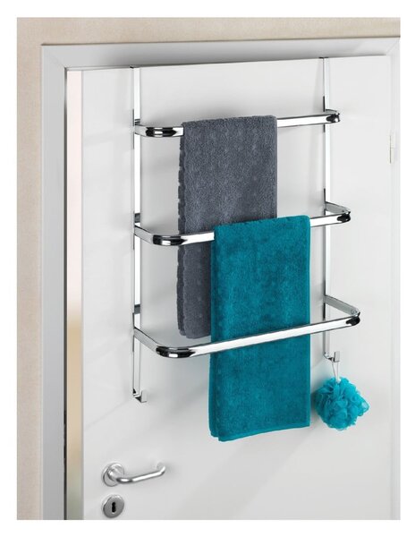 Stříbrný samodržící věšák na ručníky Wenko Towel Holder Chrome, 21 x 54 cm
