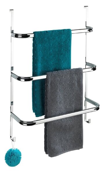 Stříbrný samodržící věšák na ručníky Wenko Towel Holder Chrome, 21 x 54 cm