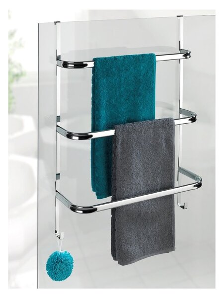 Stříbrný samodržící věšák na ručníky Wenko Towel Holder Chrome, 21 x 54 cm