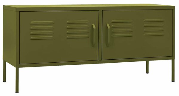 TV skříňka olivově zelená 105 x 35 x 50 cm ocel 336225